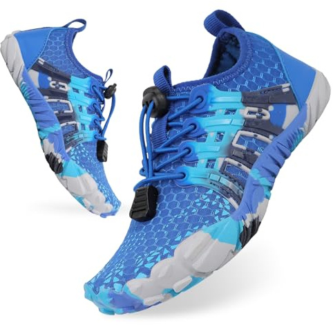 Tolaler Escarpines Niño Niña Calcetines de Piscina Zapatos de Agua Antideslizante Secado Rápido Zapatos de Playa Descalzo Unisex Bebé Verano Barefoot Calzado para Natación Surf Cadena Azul EU31