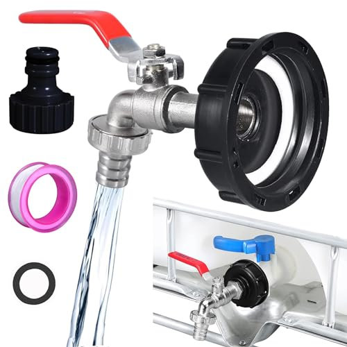 IBC Serbatoio Adattatore,Rubinetto per Cisterna 1000 Litri Ibc, Adattatore IBC S60X6 per serbatoio,3/4 IBC Adattatore Rubinetto Giardino per Giardino Industria per Olio,Carburante,Acqua