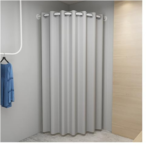 Raumteiler Trennwand, Paravent Raumtrenner Ecke Umkleidekabine Hängestange mit Schattierungsvorhang, An Der Wand Montiert Raumteiler für Bekleidungsgeschäft Hochzeitskleiderladen Boutique Umkleidekabi