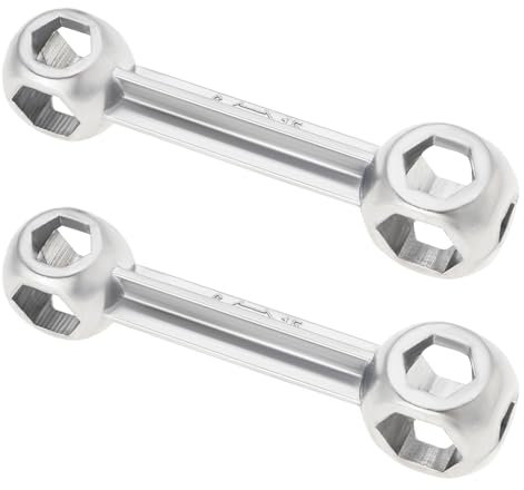 OTOTEC 2PCS Fahrrad Sechskant Knochenschlüssel Länge 92,3 Mm 10 In 1 6-15 Mm Metrisch Hundeknochenform Schraubenschlüssel Sechskantlochschlüssel Silber