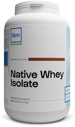 Isolat De Whey Native - 1kg Chocolat - Lait Français - Jusqu'à 85% de protéines par dose - Whey Protein - Musculation - Prise de Masse Musculaire | Nutrimuscle