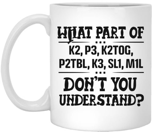 kisoyo What Part of K2, P3, K2tog Addicted to Knitting Lustige Keramik-Kaffeetasse, 325 ml