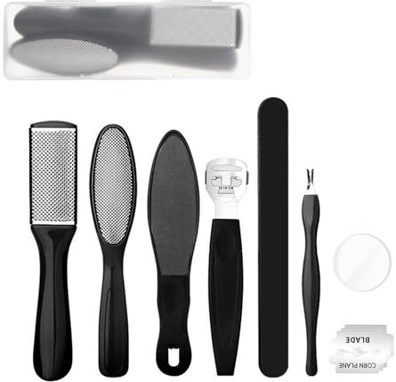 Foot File Pedicure Sets for Feet, 8 in 1 Foot Files Foot Care Foot Scrubber Kit Hard Skin Remover Foot File Scraper Grater Rasp Dead Skin Remover Callus Remover Shaver for Women Men