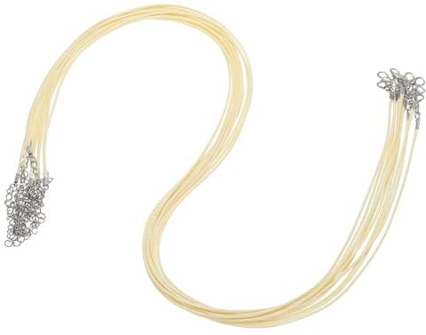 sourcing map 10pcs 24 Inch Waxed Necklace Cord, Bulk Necklace String with Clasp 1.5mm Waxed Leather Cord Rope for Jewelry Making DIY Bracelet Pendant,Cream