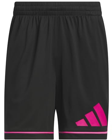 adidas Herren adidas Basketball Badge of Sport Short, Black/Shock Pink, S 7 inch