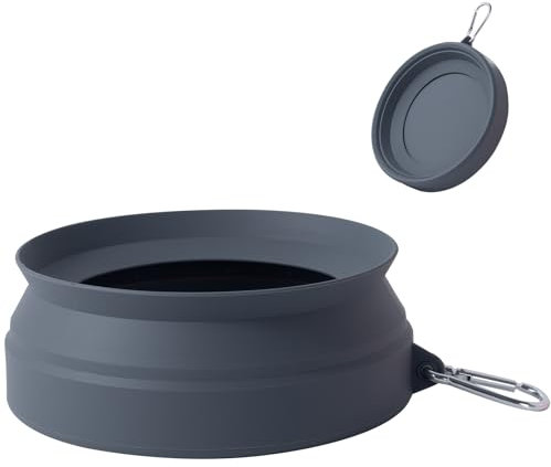 SLSON Non Spill Dog Water Bowl for Car Collapsible Dog Travel Bowl Integrated Molding Portable Pet Drinking Bowl for Road Trip (Cold Dark Gray)