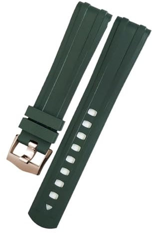 KDEGK 20mm 21mm 19mm Fluorous Silicone Rubber Watchband For Omega New Seamaster Diver 300 Black Blue Soft Watch Strap(Green rose gold,20mm)