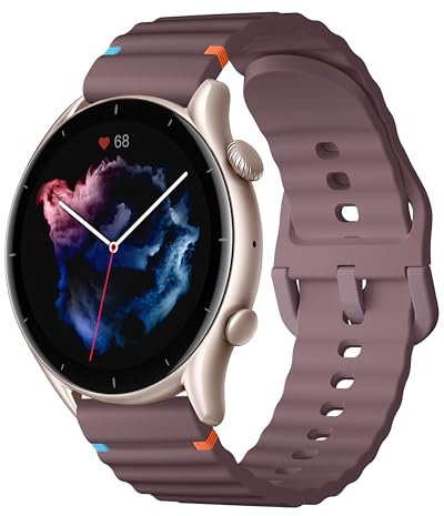 Higgs Cinturino 22mm Compatibile con Amazfit GTR 2/2e/GTR 3/3 Pro/GTR 47mm/per Amazfit Stratos 2/3/Pace/Zepp Z/Cinturino Galaxy Watch 46mm Donna Uomo,Cinturini Sportivo Morbido Silicone fumo viola