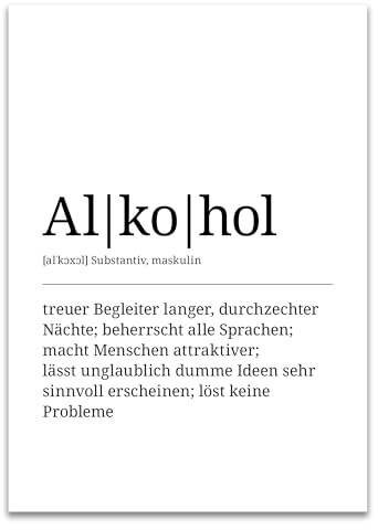 ARTFAVES® Poster Definition Alkohol | Worterklärung Duden Lexikon Wanddeko Wandbild Spruch als Geschenk | ohne Rahmen | 30 x 40 cm