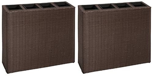 Somanki Garten-Hochbeet mit 4 Töpfen 2 STK. Poly Rattan Braun, Palettenrahmen, Hochteich, Gemüsebeet, Kräuterregal Balkon, Blumenbeet, Kräuterspirale, Tomatenbeet, Pflanzhochbeet - 279083