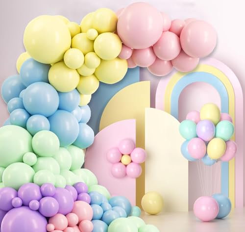 Luftballons Pastellfarben,125 Stück Girlande Satz von Pastell Luftballons 18 Zoll 12 Zoll 10 Zoll 5 Zoll, Helium Luftballon Girlande für Hochzeit,Geburtstag,Babyparty,Graduierung,Deko