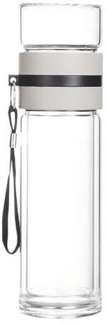 Jingmiger Glas-Tee-Ei-Flasche, Glas-Tee-Wasserflasche, Auslaufsicherer Tee-Becher, Tragbare Tee-Ei-Wasserflasche, Tee Brauen Glasflasche Mit Eingebauter Edelstahl-Teekammer Für Früchtetee