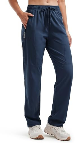 Libin Damen Wanderhose 27'' Cargohose Safari Hose Arbeitshose Leichte Schnelltrocknend Outdoorhose Trekkinghose UV Schutz Fahrradhose, Marine XS