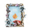 Cadre photo vintage de 10,2 x 15,2 cm avec verre haute définition, support photo décoratif en métal avec motif floral rustique pour affichage sur table