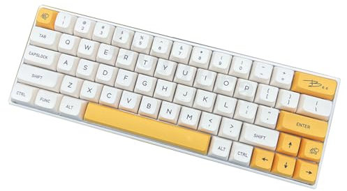 KOVNISE XDA - Juego de 140 teclas Pudding, personalizadas para teclado, teclas PBT de sublimación blanco y amarillo 100% 75%