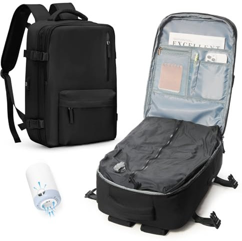 SZLX Sac à Dos Sous Vide Bagage à Main Pour Femmes, Sac à Dos Airbag Avec Système De Vide Pour Le Voyage, Ryanair Travel Ruscksack Taille Cabine Avec Pompe étanche Valise Sous Vide Pour Homme