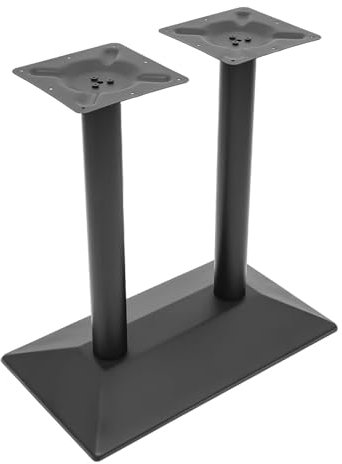 Tischgestell Doppel 72cm Stahl - Gastro-taugliches Tischfußgestell mit 4 Nivellierschrauben & 800kg Tragkraft, Pulverbeschichtete Schwarz (70x40cm Grundplatte) für Restaurants/Büros/Haushalt