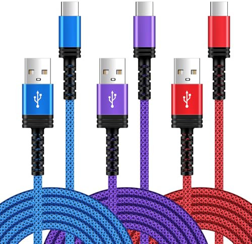 USB C Cable, [3Pack 3FT/0.9M] USB C Charger Cable Fast Charging, Type C Samsung Phone Charger Cable Lead for Samsung Galaxy A17 A16 A15 A14 A56 A55 S25 S24 S23 S22 S21,iPhone 17 16 15,Huawei,Xiaomi