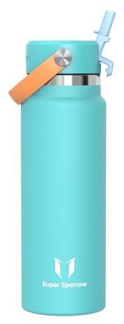 Sparrow Metal Water Bottle with Straw Insulated Water Bottles Drinks 1L | Stainless Steel Drinks Bottle, Leakproof & BPA Free Flask, SwivelSip Flex Straw Cap, Reusable Sports,Gym Outdoor Travel