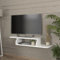 [en.casa] Meuble TV Mural Support Télé Flottant avec Compartiments de Rangement Ouverts Sorties de Câbles Intégrées Stable Moderne Pratique Salon Chambre Panneau de Particules 120 x 30 x 19 cm Blanc