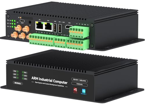 Pandapi EC301 WiFi ARM Industrial PC High Performance for Industrial Applications with NodeRed NeuronEX FUXA, Linux Ubuntu RK3562J 4 Cortex-A53 Processor 2G+16G, 2RS485/1RS232/HDMI (RJ45)