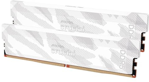 Crucial Pro DDR5 RAM 32GB Kit (2x16GB) 6400MHz CL32, Overclocking Deskop Computer Gaming Memory, Intel XMP 3.0 / AMD EXPO, White - CP2K16G64C32U5W