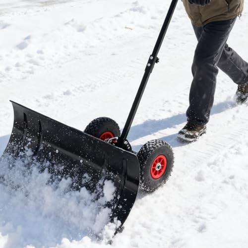 Pelle à Neige à Roues, réglable en Hauteur sur 5 Positions (107-27,5 cm) - Extra Large 74 cm, à Une Seule poignée, Pliable et légère pour Le déneigement
