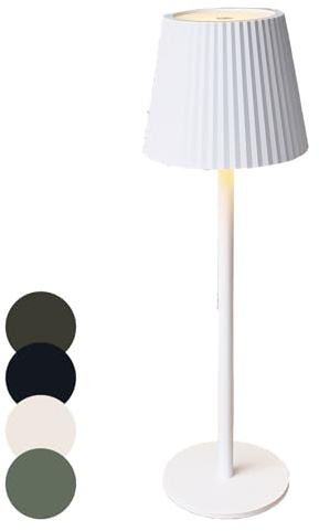 Coen Bakker LED Tischlampe dimmbar mit Touch IP44 Lampe USB 3 Lichtfarben für Innen & Außen 27,5 x 9,5 cm Tischleuchte Klein, Farbe:Weiß