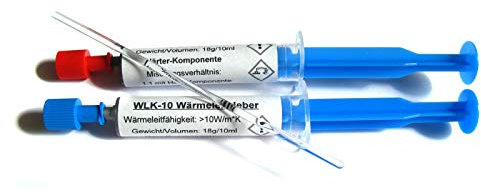 LEDSonne Zweikomponenten-Wärmeleitkleber >10W/mK, Silber, Flüssig, Hochviskos, Sofortige Haftung, Metallkompatibel, Elektronikbauteile & Kühlkörper, 20g, 10ml