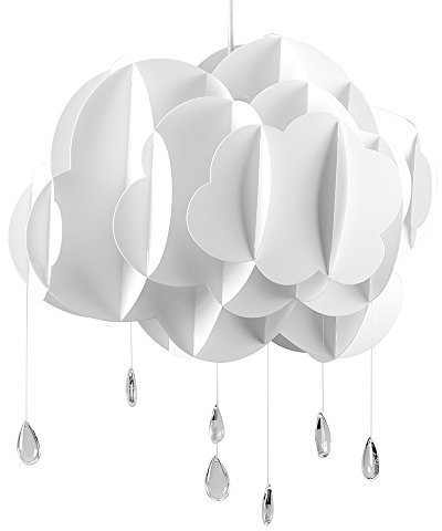 MiniSun | Children's Extra Large Layered Rain Cloud with Jewel Droplets Light Shade | Pendant Lights, Home Décor & Improvement Essential | Includes 6W LED Bulb [3000K Warm White] | 430mm Shade Width