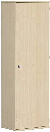 Geramöbel Garderobenschrank mit ausziehbarem Garderobenhalter, 1 Dekor-Einlegeboden, Schloss Links, abschließbar, 600x425x1920, Ahorn/Ahorn