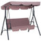 Outsunny Balancelle de Jardin 3 Places Toit Inclinaison réglable Coussins Assise et Dossier 1,72L x 1,1l x 1,53H m Acier Noir Polyester Marron
