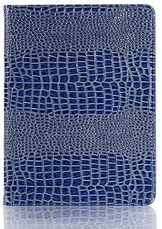 iPad Pro-1. 2. (12,9 Zoll) 2017 2015 Hülle für Damen, DMaos Krokodil Kunstlederständer Folio Smart Cover, Dokumentenkartenhalter – Blau