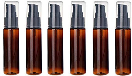 Leere nachfüllbare Kunststoff-Lotion-Pumpfläschchen, 30 ml, für Kosmetik, Make-up, Proben, Aufbewahrungsbehälter für Duschgel, Shampoo, Toilettenartikel (braun), 6 Stück