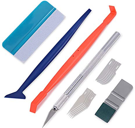 Winjun Auto Vinyl Wrap Set mit Filzrakel Micro Magnet Rakel Folienschneider mit Ersatzklingen für Car Wrapping Folierungs Werkzeug