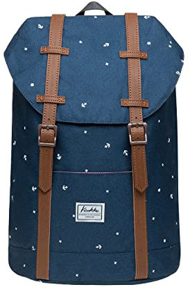 KAUKKO Schöner und durchdachter Rucksack mit Laptopfach für 15 Zoll Schule Uni 22L, Blauep6-5 Polyester, Taille unique, Schulranzen