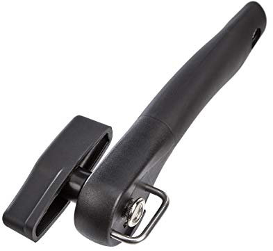 Amazon Basics Safe Cut Can Opener, Black Soft Grip Handle, Large