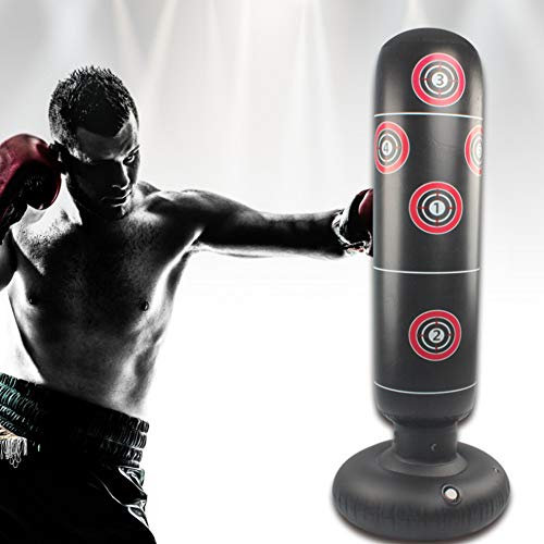 GAOHONGMEI Inflatable Heavy Boxing Bag, Fitness Punch Bag, Inflatable Punching Bag, Free-standing Target Stand Boxing post Tumbler Black for Children Adults Sandbag 1.55M-black-155 * 63CM