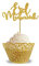 Mubarak Eid Glitter Cupcake Topper Decoration - 10 pcs - Eid Party Cake Decorations (Gold)