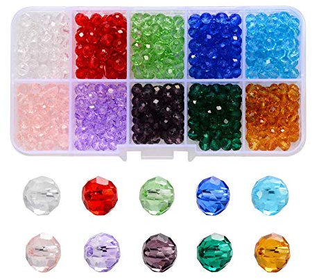 Cuentas de Cristal,1000 Pcs 4mm x 3,5mm Abalorios Cristal Multifacéticas Cuentas Vaso Facetado Accesorios para Joyería Hacer Pulseras Collares Pendientes Bisutería Fabricación y Manualidades,10 Colore