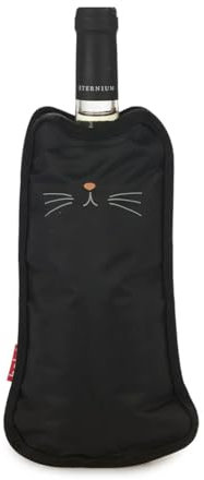 Balvi Enfriador de botellas de vino Meow Color negro Funda enfriadora en forma de gato Con bandas elá