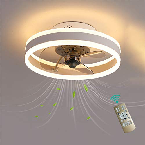 Ventilador De Techo, con Iluminación, Control Remoto Atenuación, 6 Velocidades Ajustable, Ultra Silencioso Ventilador De Luz, 24w Luz De Techo, Cuarto, Comedor Y Sala De Estar, Ø40CM,Blanco