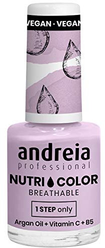 Andreia Professional NutriColor Breathable Nail Polish - Vegan and Cruelty-Free DIY Nail Art Nail Polish with Long Lasting Gloss Finish Colour NC35 Lavender 10.5ml