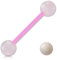 Inoki - Barbell de langue Biosafe boules acrylique nacrée - Jonc/Tige 1.6 mm, Long. int. 16 mm, Boule 6 mm - Rose
