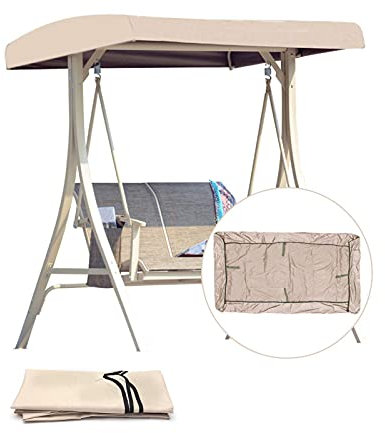 SJASD Ersatzdach Gartenschaukel Universal Schaukeldach Hollywoodschaukel Ersatz-Bezug Schaukelüberdachung Schaukelbank Gartenliege 3 Sitzer,191x120x18cm,Beige