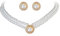 TOFBS Collana e Orecchini di Perle Set Gioielli da Donna Eleganti con Strass e Perle Finti Accessori di Moda per Cerimonie e Serate
