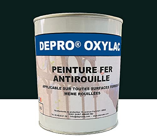 OXYLAC Peinture antirouille pour métal neuf et rouillé - 1KG (VERT FONCÉ)