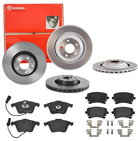 Brembo Bremsscheiben Coated + Bremsbeläge Vorne + Hinten für A6 A6 Avant