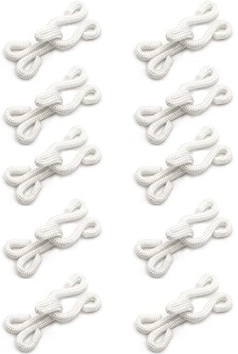 20 set di chiusure a gancio e occhielli ricoperti di bianco per la giacca di pelliccia (25 mm)