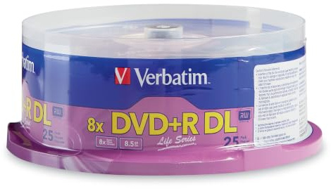 Verbatim DVD+R DL Double Layer 8.5GB 8X LifeSeries - 25 Pack Spindle